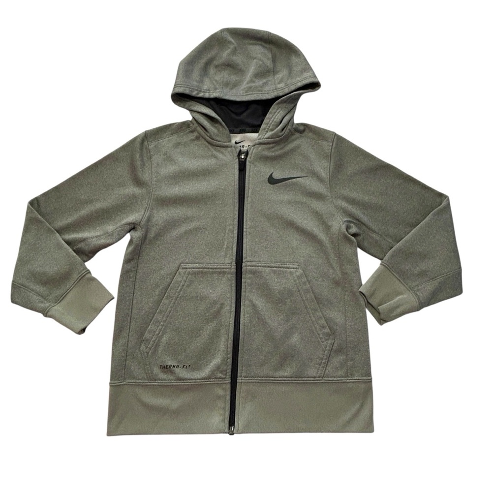 Nike Jacket Youth Boys Therma Gray Fit Zip Front Sweatshirt Hoodie Size Small
